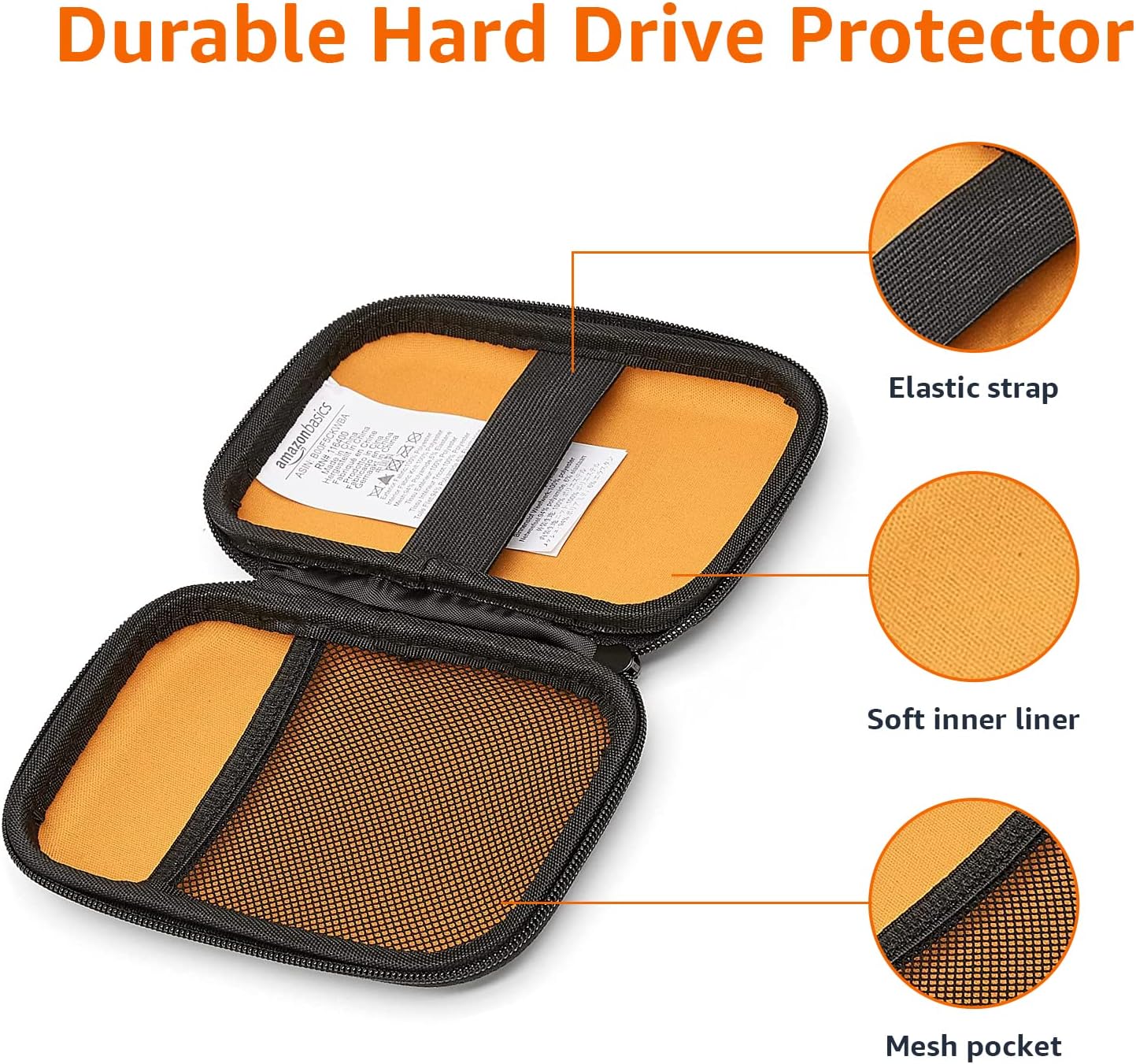 External Hard Drive Portable Carrying Case, Black