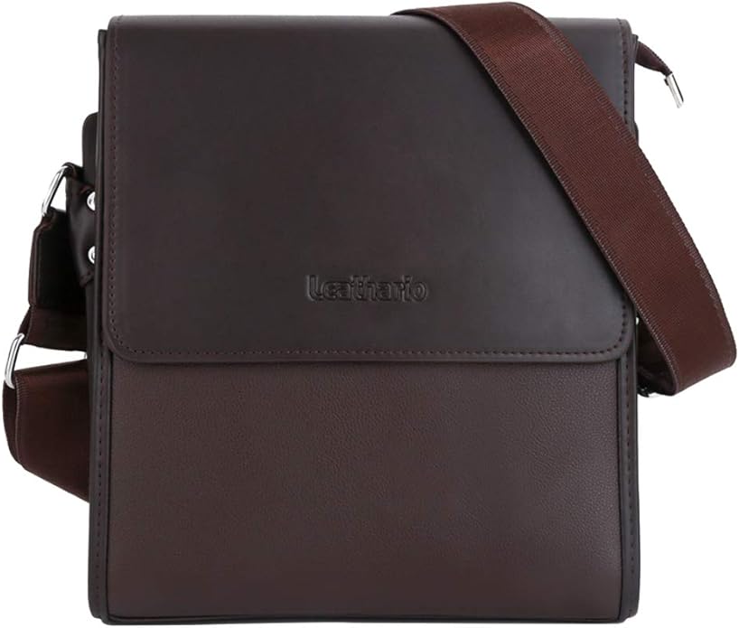 Crossbody Bag for Men Vegan Leather Small Messenger Shoulder Purse Side Satchel for Work Business Travel Daily
