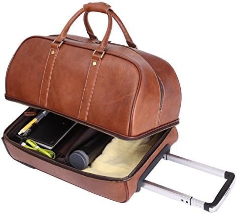 Leather Luggage travel duffle bag weekend overnight bag rolling suitcase