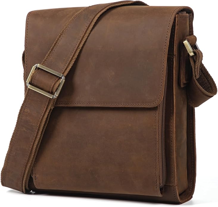 Augus leather shoulder bag with adjustable straps