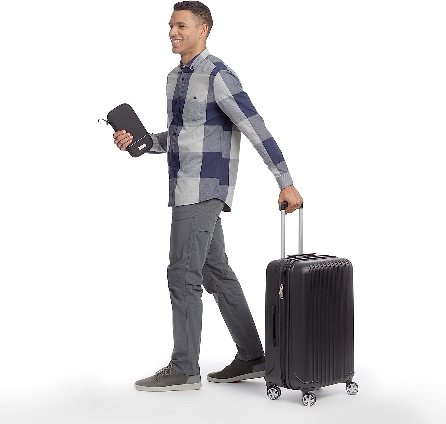 RFID-blocking Passport Wallet, Passport Holder for Travel, 100% Nylon Material with Durable Zipper Closure, Zippered Pockets, Slots for Cards, 10"x5", Black, Solid