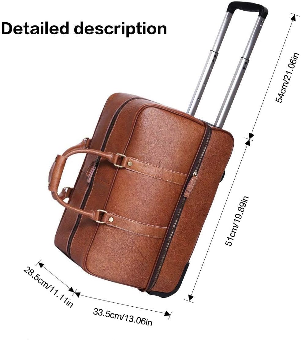 Leather Luggage travel duffle bag weekend overnight bag rolling suitcase