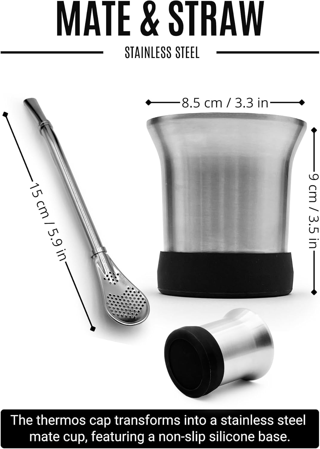 Complete Yerba Mate Kit - 1.2L Thermos With Mate System, Cup, Clip Spout, Straw (Bombilla), and FREE Backpack