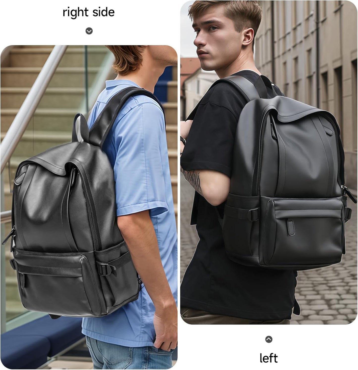 Leather Travel Backpack Travel Business Work computer Backpacks Fit 15.6" Laptop