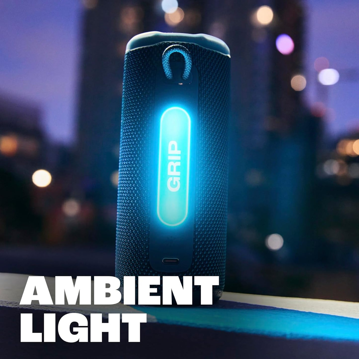 JBL Grip - Compact Bluetooth Speaker with Bold JBL Pro Sound and Ambient Light, up to 14 Hours of Playtime, Water, Dust and Drop-Proof