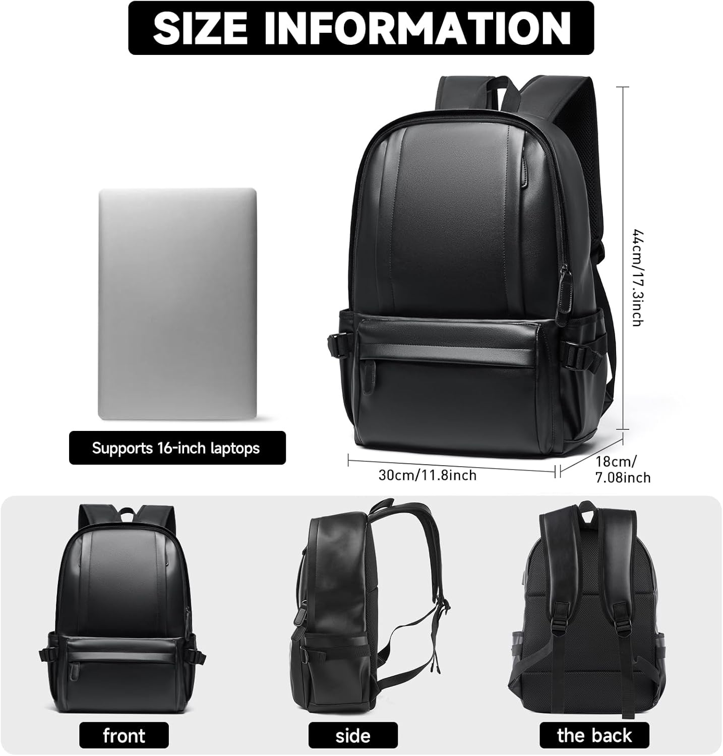 Leather Travel Backpack Travel Business Work computer Backpacks Fit 15.6" Laptop