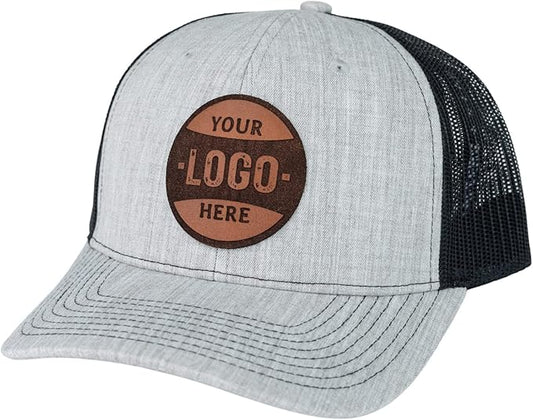 Custom Leather Patch Hat Laser Engraved for You or Your Company Brand