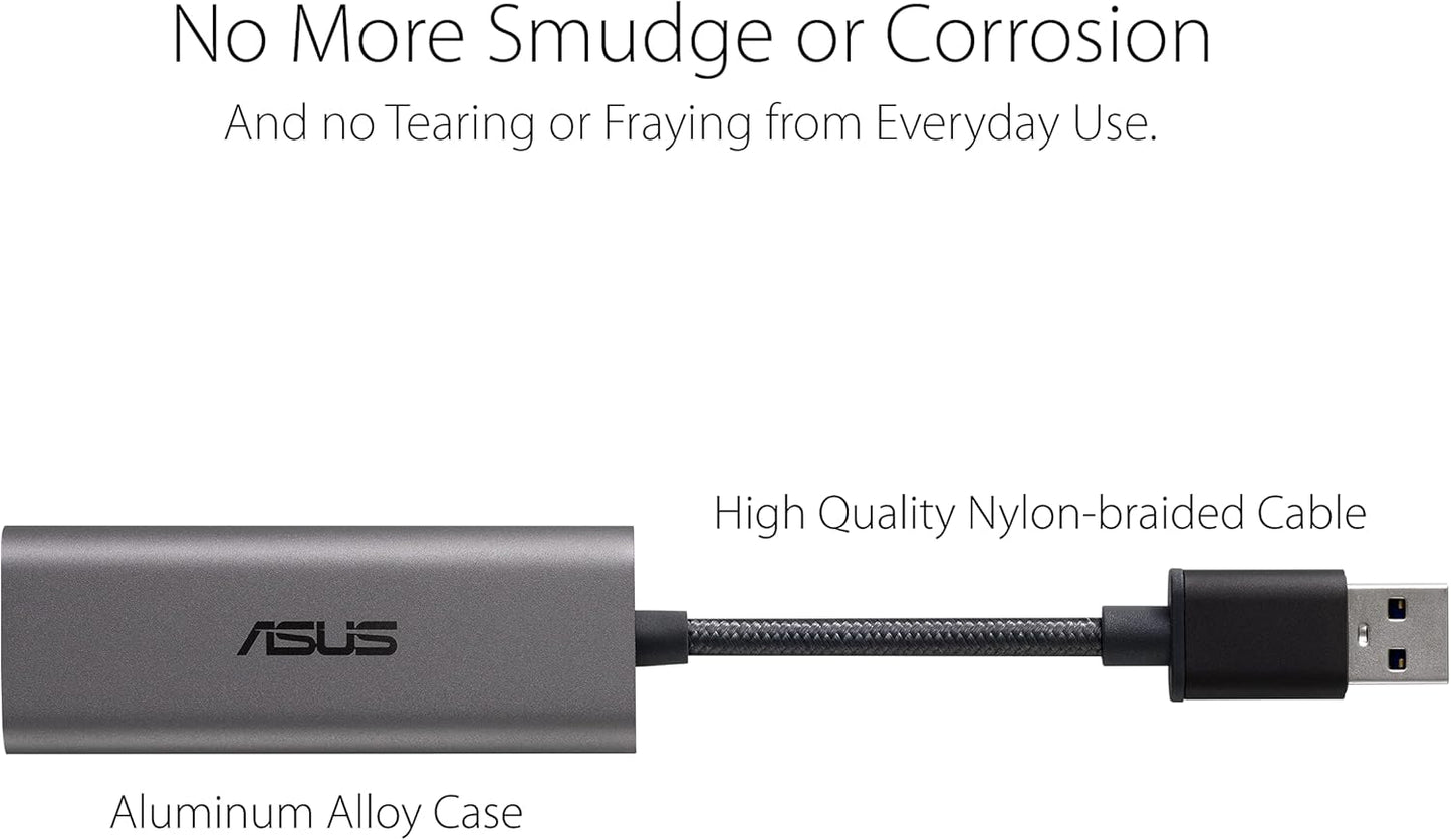 USB-C2500 2.5G Ethernet USB Adapter Supports Wired Network Connection Mac OS, Linux, Windows, Backward Compatible on 1G/100Mbps, Ideal for Gaming, TAA Compliant  ASUS