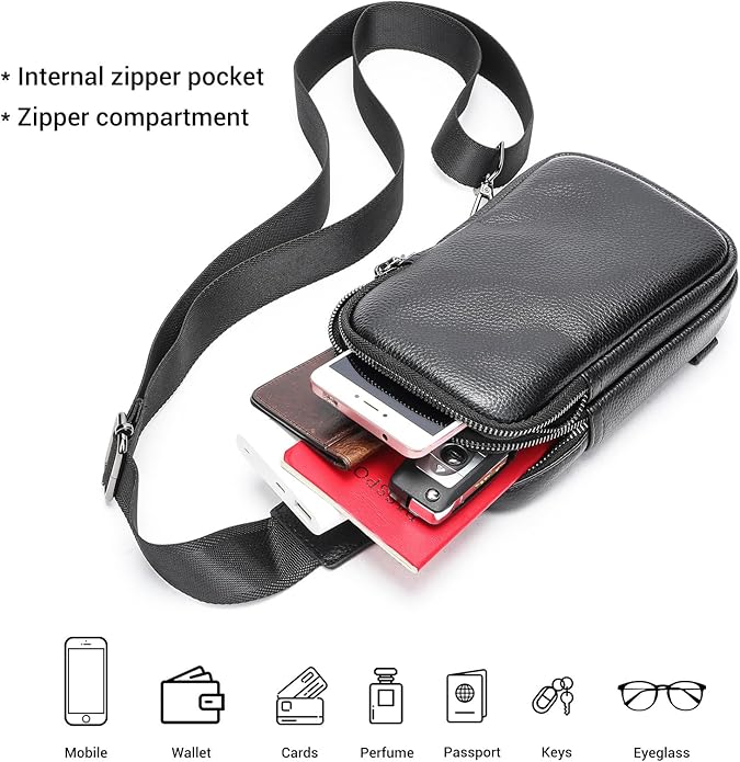 Genuine Leather Sling Bags for Men Crossbody Purse Vintage Small Messenger Shoulder Bag for Phone Side Chest Daypack Bag