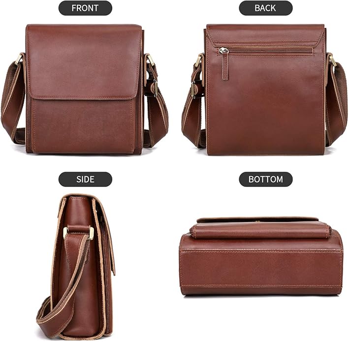 Augus leather shoulder bag with adjustable straps