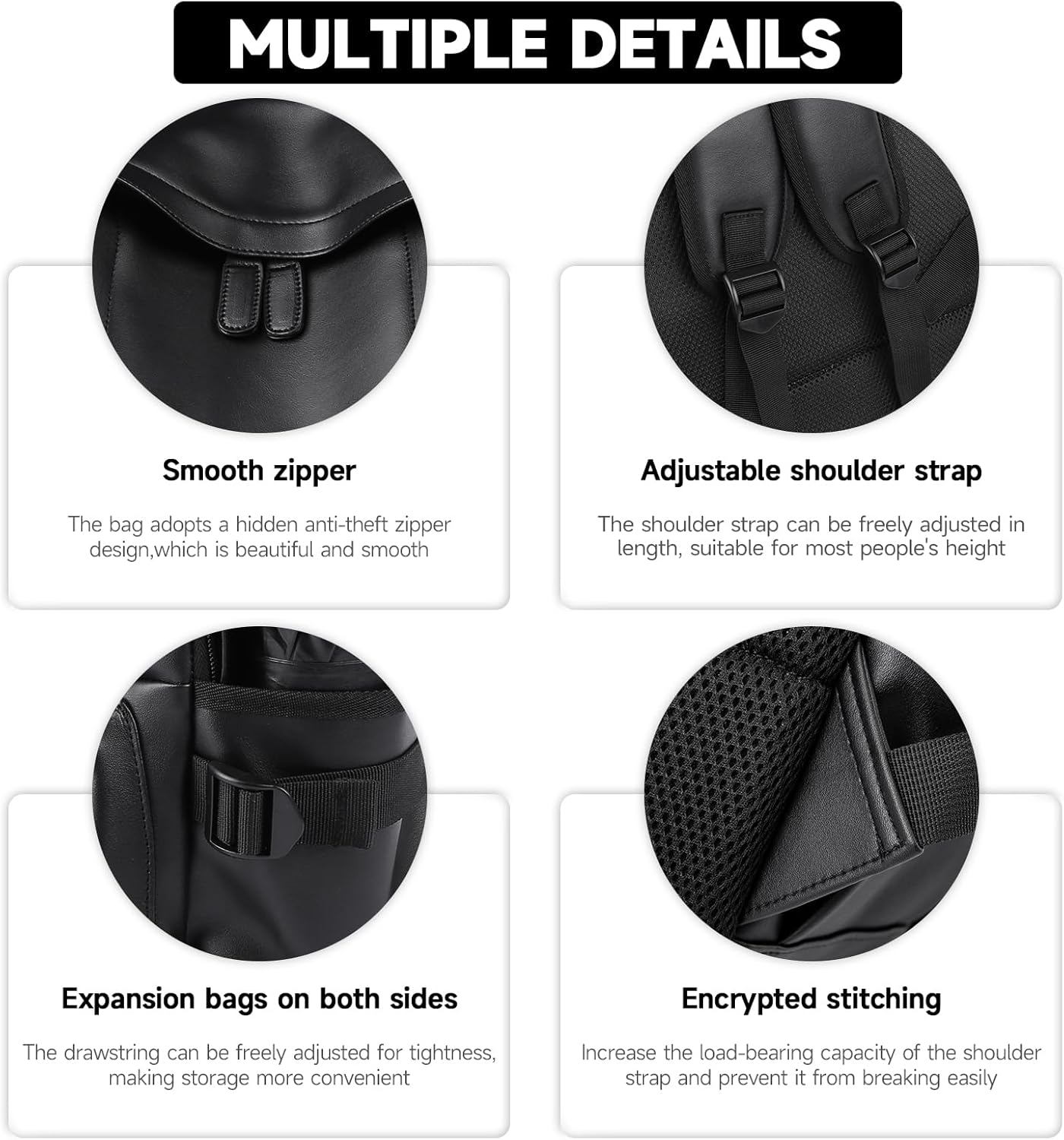 Leather Travel Backpack Travel Business Work computer Backpacks Fit 15.6" Laptop