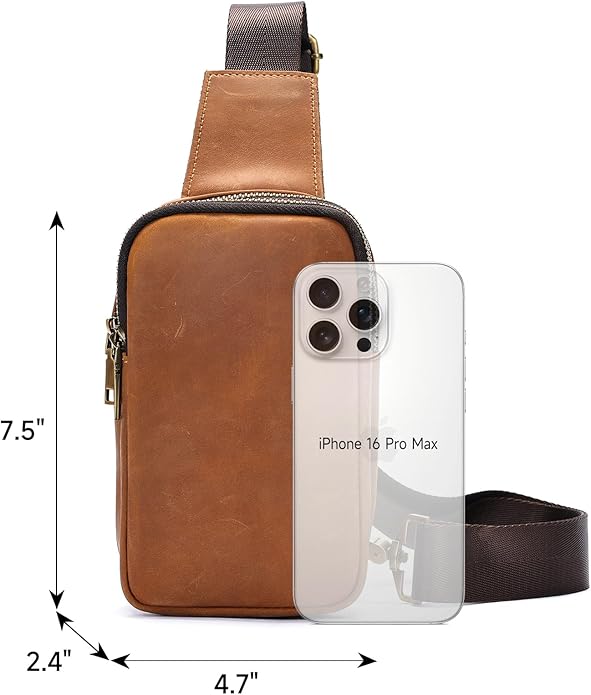 Genuine Leather Sling Bags for Men Crossbody Purse Vintage Small Messenger Shoulder Bag for Phone Side Chest Daypack Bag