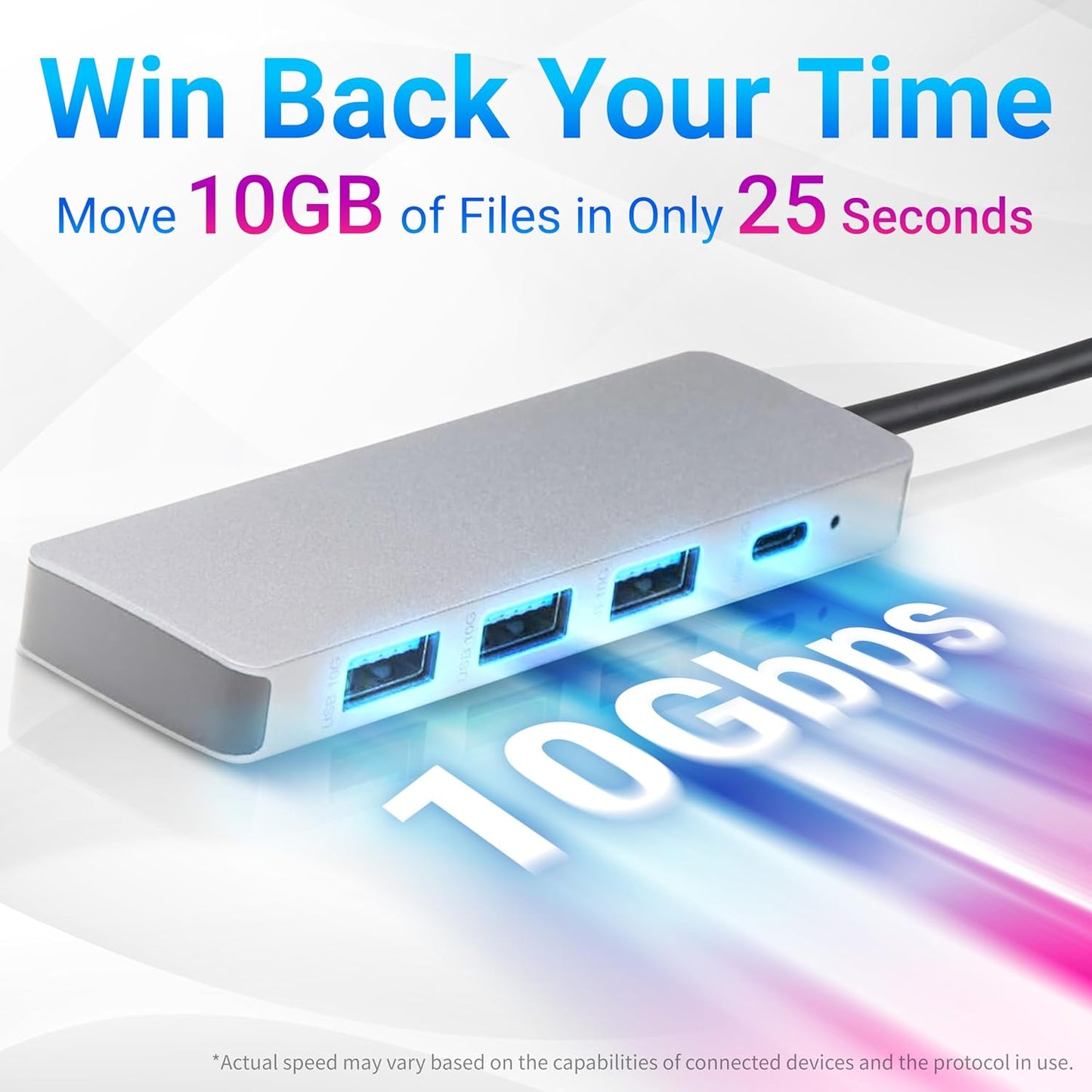 USB 3.2/3.1 Gen 2 Multiport USB C Hub Dock, 10Gbps, USB-C to 1xUSB-C/3xUSB-A, Works with Windows/Mac, Silver, Black