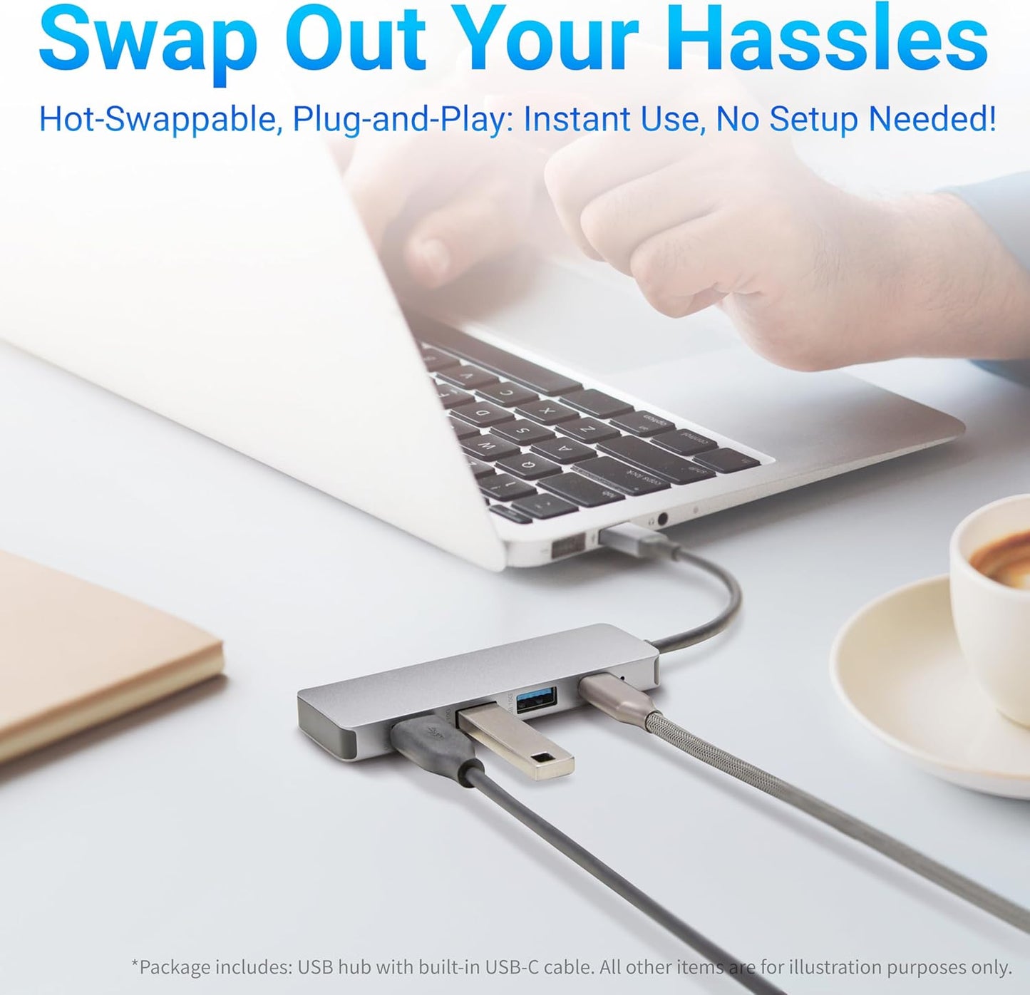 USB 3.2/3.1 Gen 2 Multiport USB C Hub Dock, 10Gbps, USB-C to 1xUSB-C/3xUSB-A, Works with Windows/Mac, Silver, Black