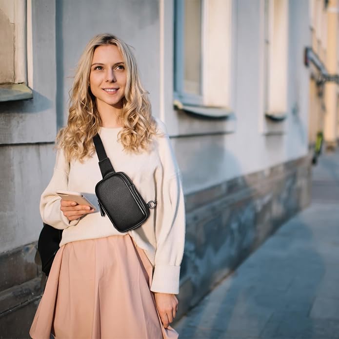 Genuine Leather Sling Bags for Men Crossbody Purse Vintage Small Messenger Shoulder Bag for Phone Side Chest Daypack Bag