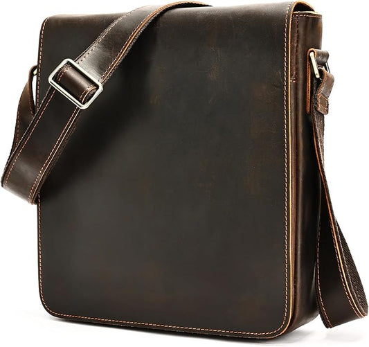 Men Leather Messenger Bag Vintage Working Shoulder Crossbody Bags Purse Daypack Handbags for Women Gift