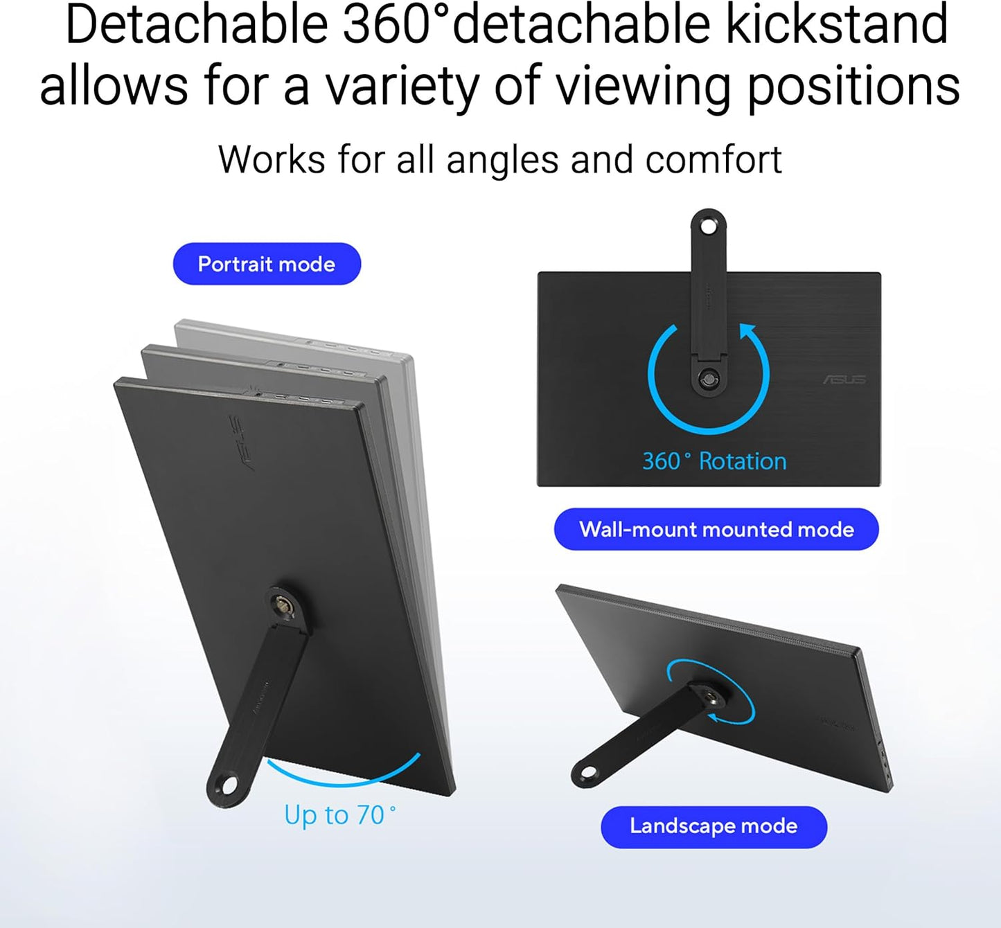 ASUS ZenScreen 16” Portable USB Monitor (MB169CK) - Full HD, IPS, Dual USB-C, Mini-HDMI, Eye Care, Flicker Free, Blue Light Filter, Anti-Glare Surface, 360° Kickstand, 3 yr Warranty