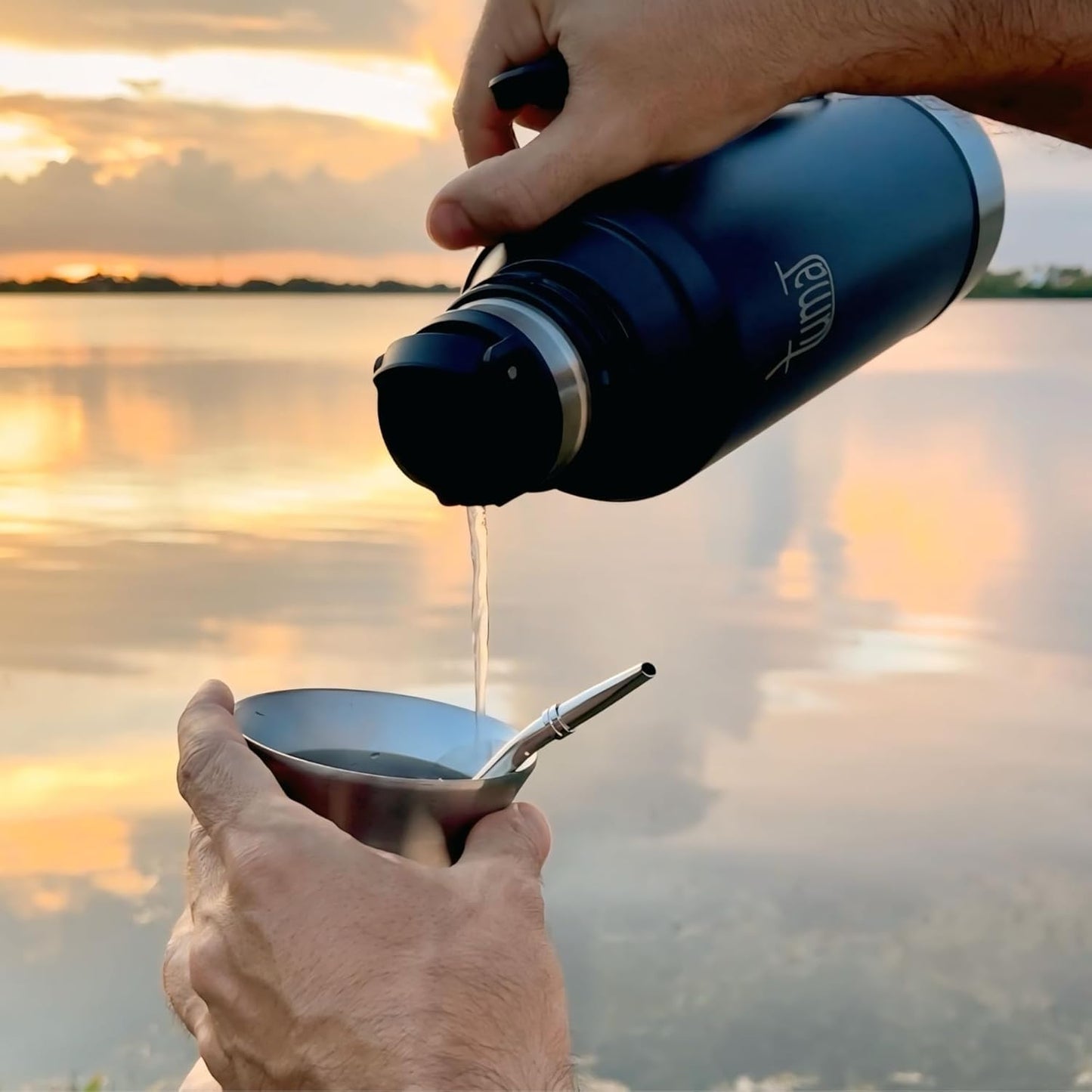 Complete Yerba Mate Kit - 1.2L Thermos With Mate System, Cup, Clip Spout, Straw (Bombilla), and FREE Backpack