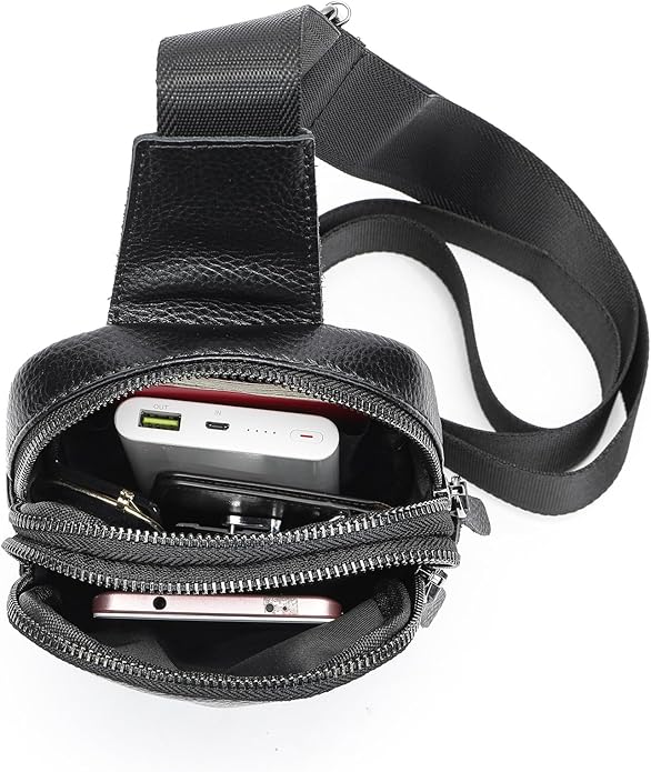 Genuine Leather Sling Bags for Men Crossbody Purse Vintage Small Messenger Shoulder Bag for Phone Side Chest Daypack Bag