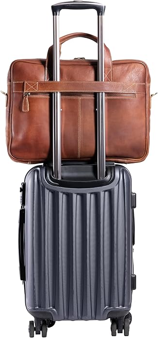 6-inch Leather Briefcase, Laptop Bag for Men and Women