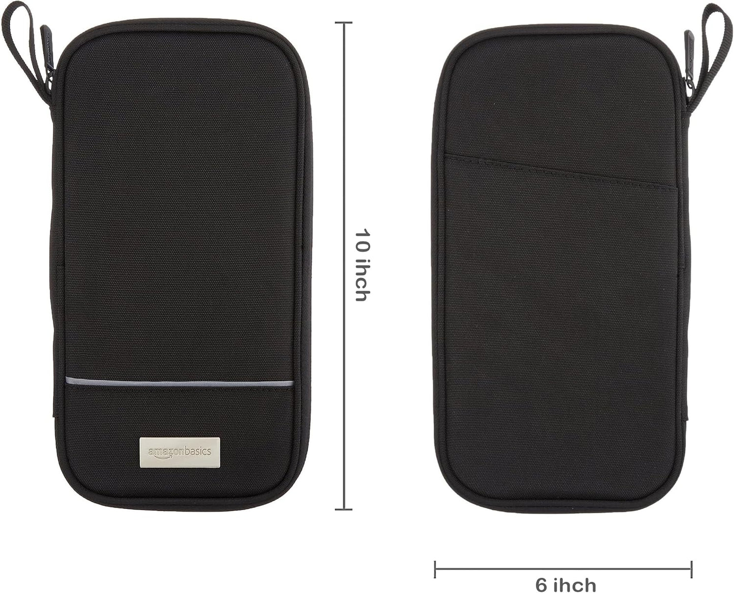 RFID-blocking Passport Wallet, Passport Holder for Travel, 100% Nylon Material with Durable Zipper Closure, Zippered Pockets, Slots for Cards, 10"x5", Black, Solid