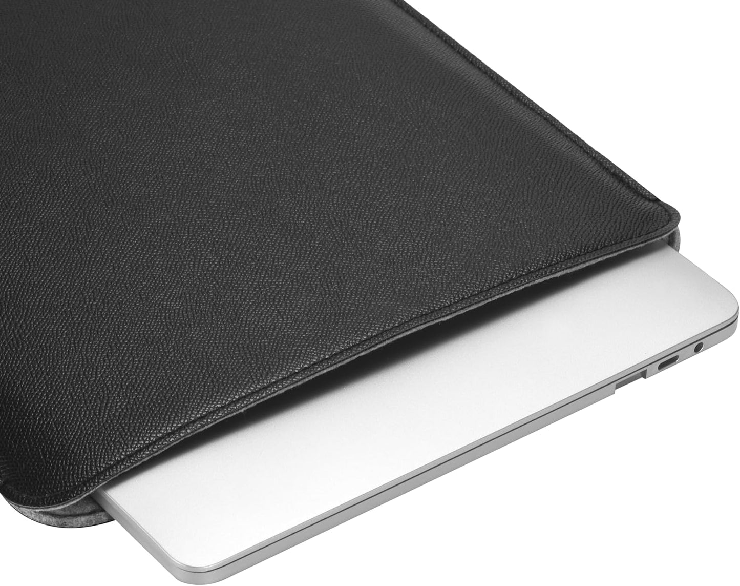 Laptop Sleeve 13 Inch Precisely Compatible with MacBook Air M4 2025-2018 & MacBook Pro M2 2022 M1 2020-2016, Faux Leather Cover Case, Black