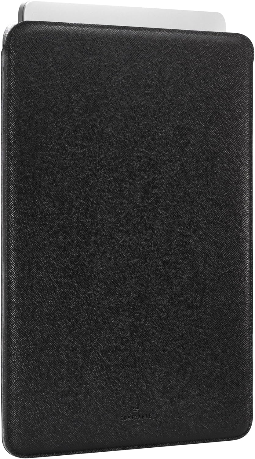 Laptop Sleeve 13 Inch Precisely Compatible with MacBook Air M4 2025-2018 & MacBook Pro M2 2022 M1 2020-2016, Faux Leather Cover Case, Black