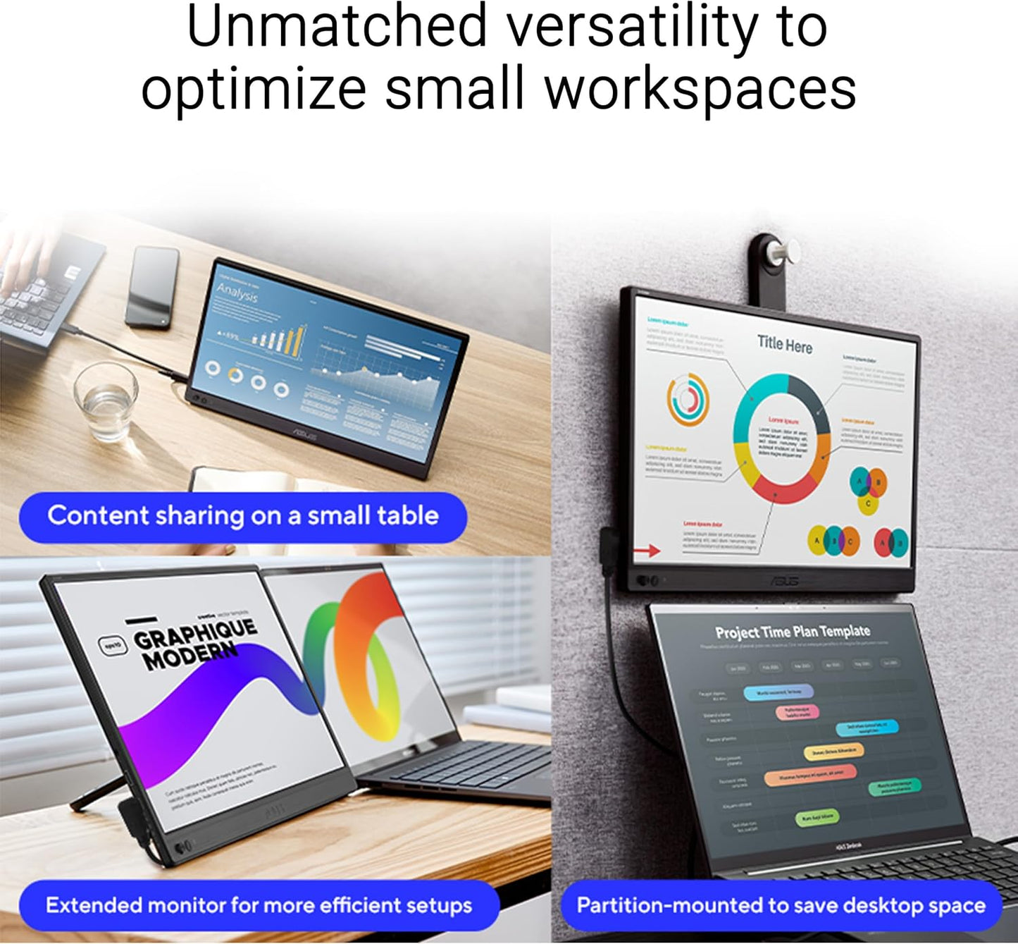 ASUS ZenScreen 16” Portable USB Monitor (MB169CK) - Full HD, IPS, Dual USB-C, Mini-HDMI, Eye Care, Flicker Free, Blue Light Filter, Anti-Glare Surface, 360° Kickstand, 3 yr Warranty