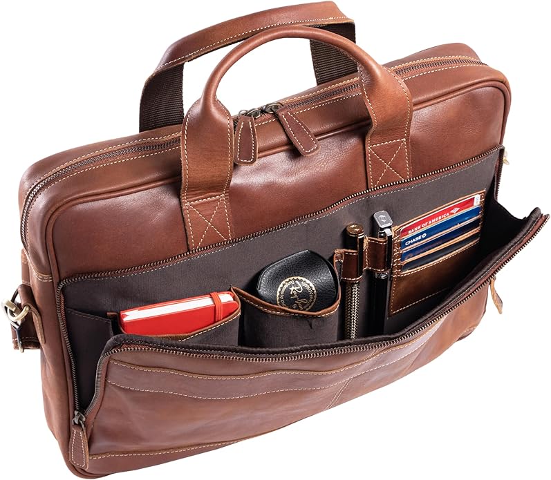 6-inch Leather Briefcase, Laptop Bag for Men and Women