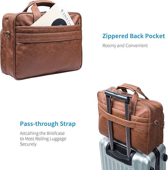 Leather messenger bag for 15.6 and 17.3 inch laptops, business bag