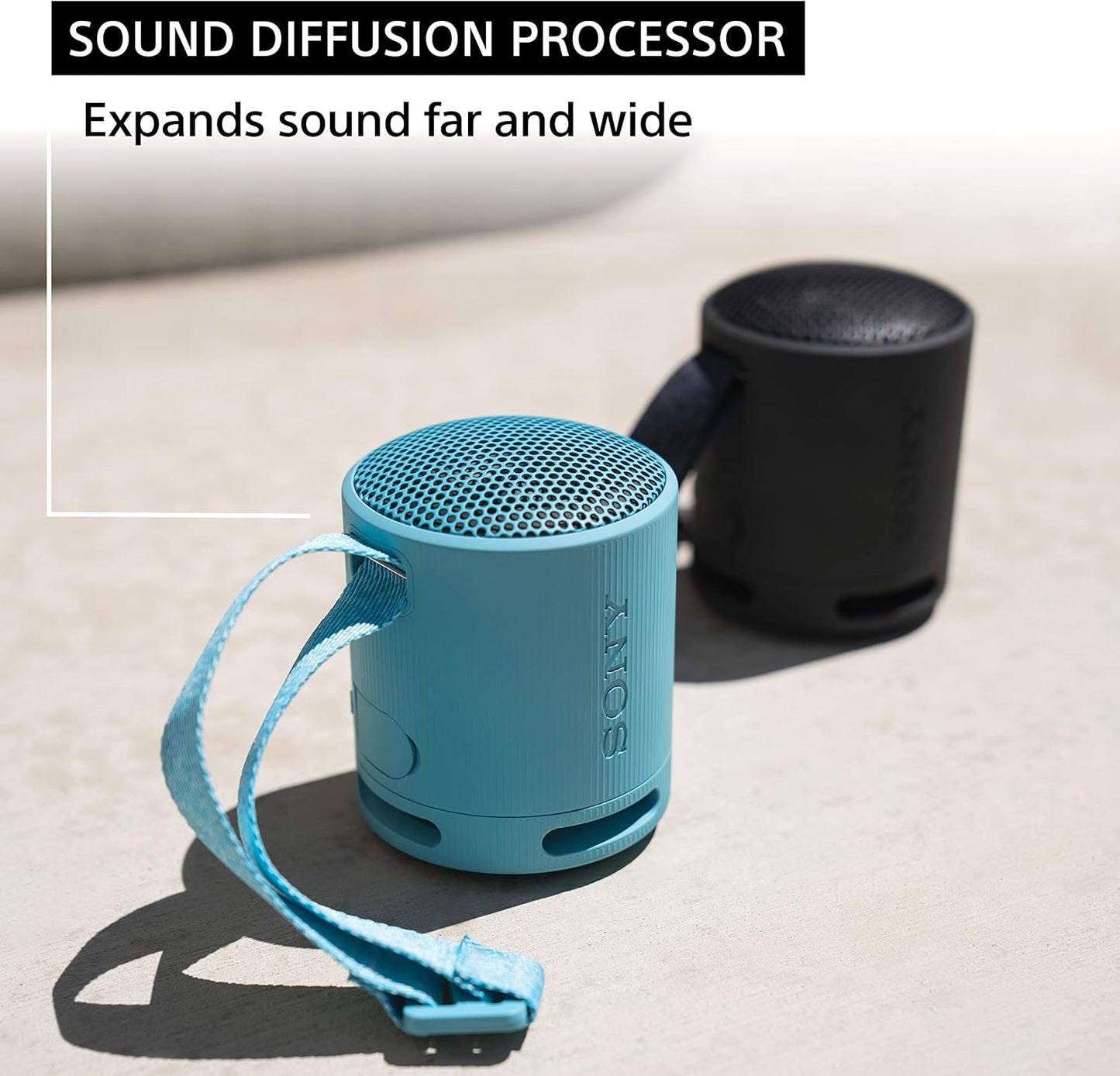 Sony SRS-XB100 Wireless Bluetooth Portable Lightweight Super-Compact Travel Speaker, Durable IP67 Waterproof & Dustproof Shower Speaker, 16 Hour Battery.