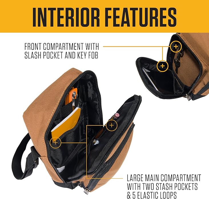 Crossbody Zip Bag, Durable, Adjustable Crossbody Bag with Zipper Closure for Men and Women Brown