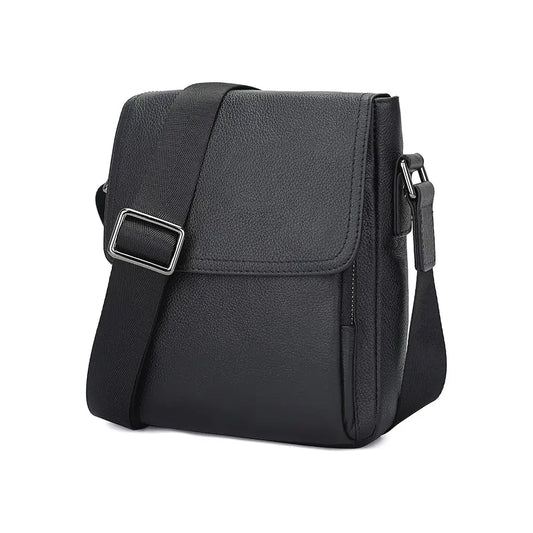 Augus (Black Leather) shoulder bag with adjustable straps