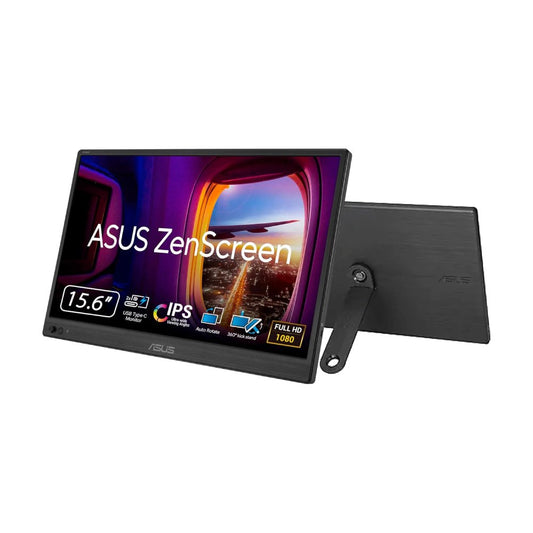 ASUS ZenScreen 16” Portable USB Monitor (MB169CK) - Full HD, IPS, Dual USB-C, Mini-HDMI, Eye Care, Flicker Free, Blue Light Filter, Anti-Glare Surface, 360° Kickstand, 3 yr Warranty
