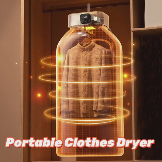 Travel Portable Dryer - Portable Mini Clothes Dryer, 5-Min Quick Preheat 6-Hour Continuous Drying, 10cm Foldable Mini Dryer for Apartments, RVs, Travel - Holds 8 Clothes